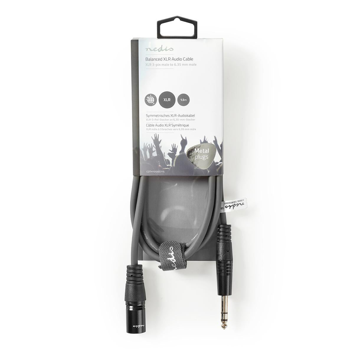 Cabo de áudio XLR compensado | 3 pinos macho para 6,35 mm 1,50 m
