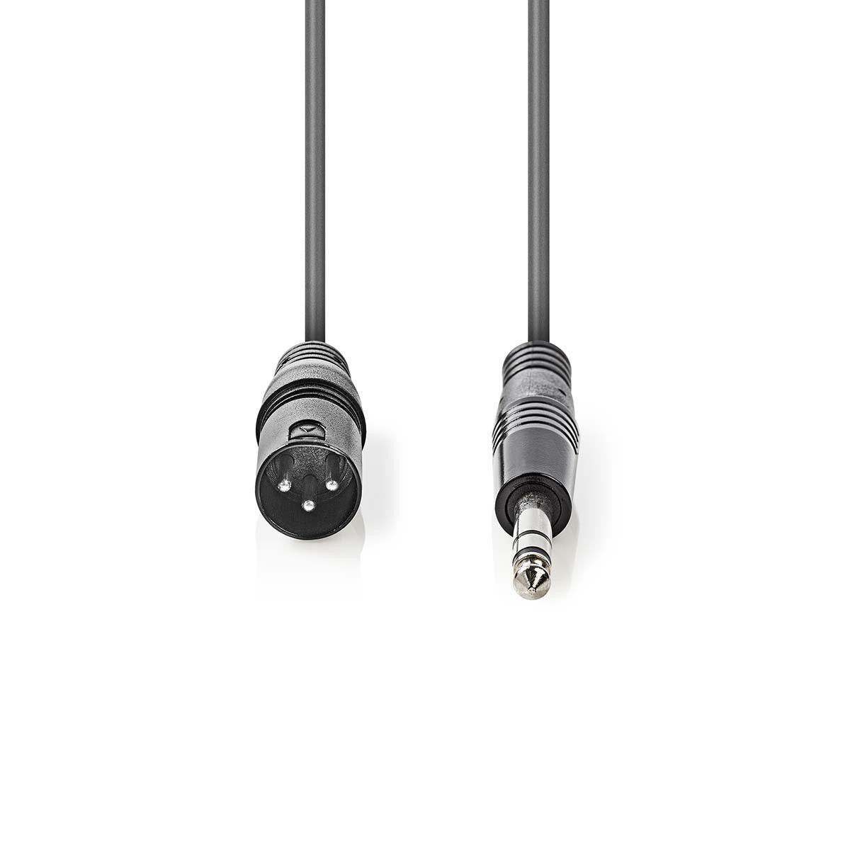 Balanced XLR Audio Cable | 3 Pin Male - 6.35mm 5.0m Grey