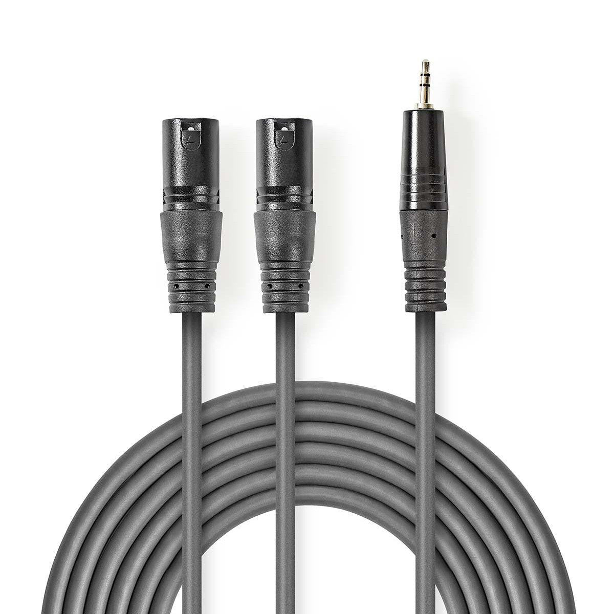 XLR Audio Cable | 2x 3 Pin Male - 3.5mm 3.0m Grey