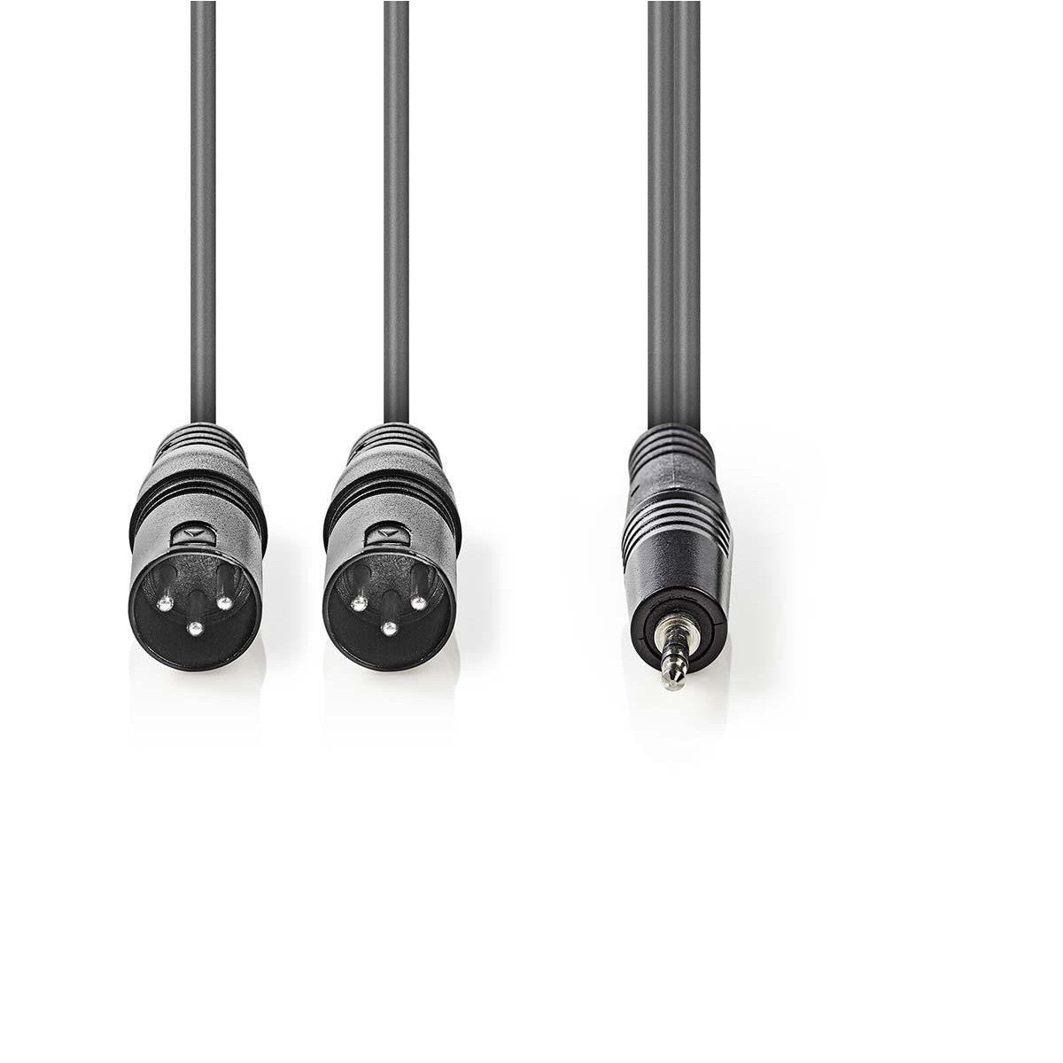 XLR Audio Cable | 2x 3 Pin Male - 3.5mm 3.0m Grey