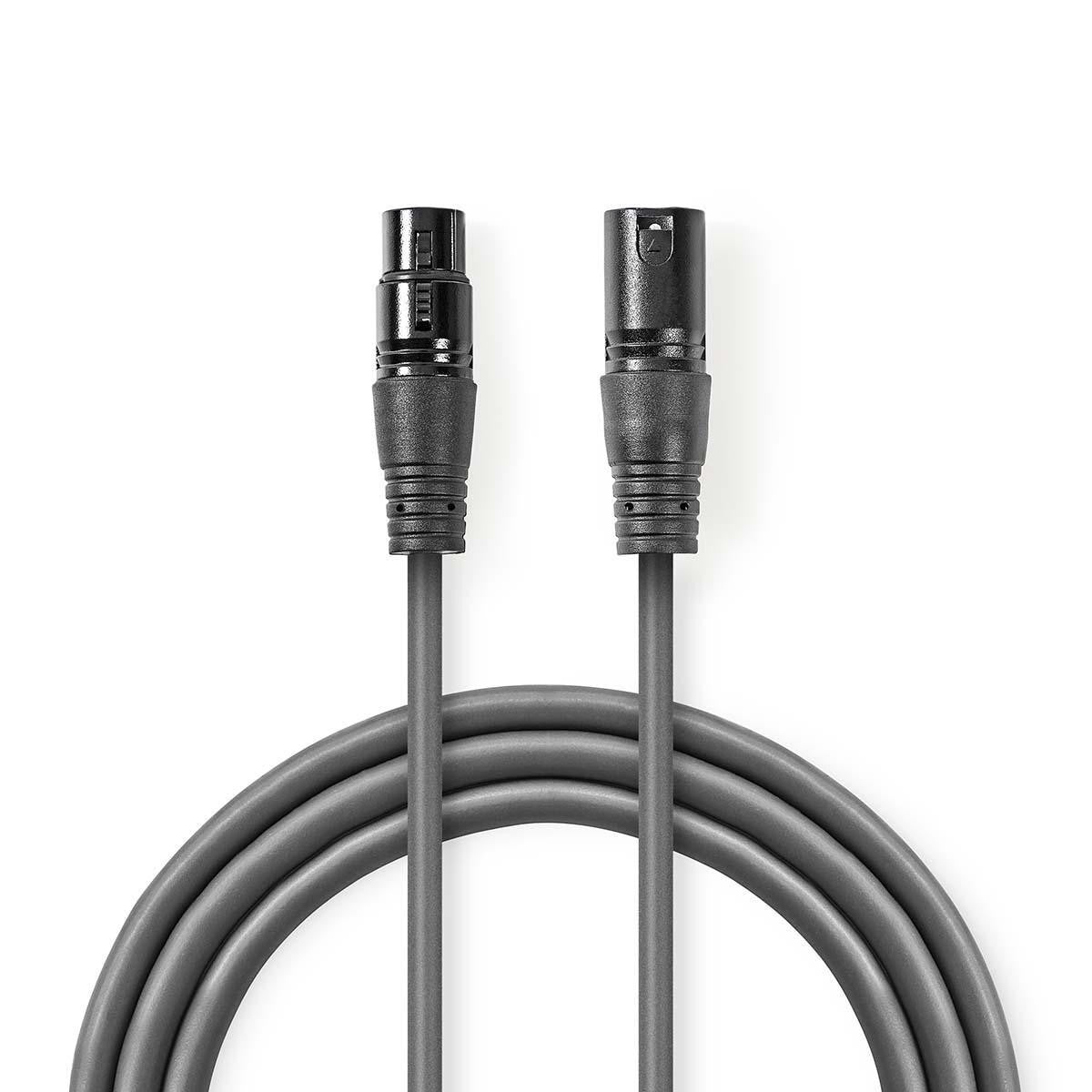 Cabo Adaptador DMX | XLR Macho de 3 Pinos para Fêmea de 5 Pinos 0,3m Cinza