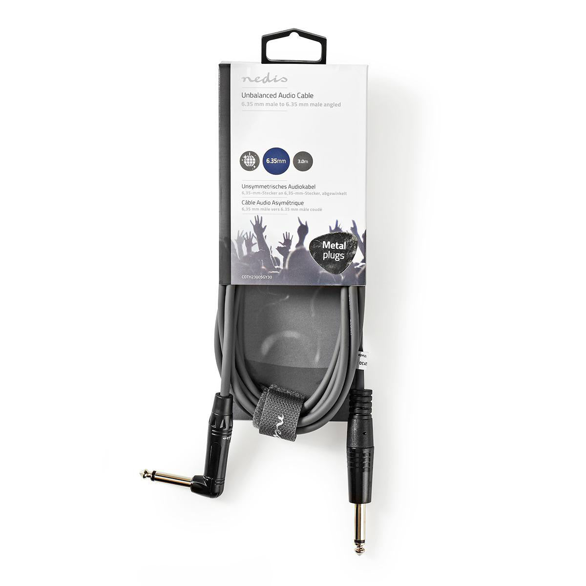 Cable de Audio Descompensado | 6,35 mm Macho - en Ángulo 3,0 m Gris
