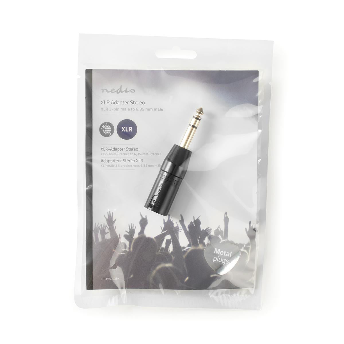 Adaptador estéreo XLR | 3 pinos macho - 6,35 mm Preto