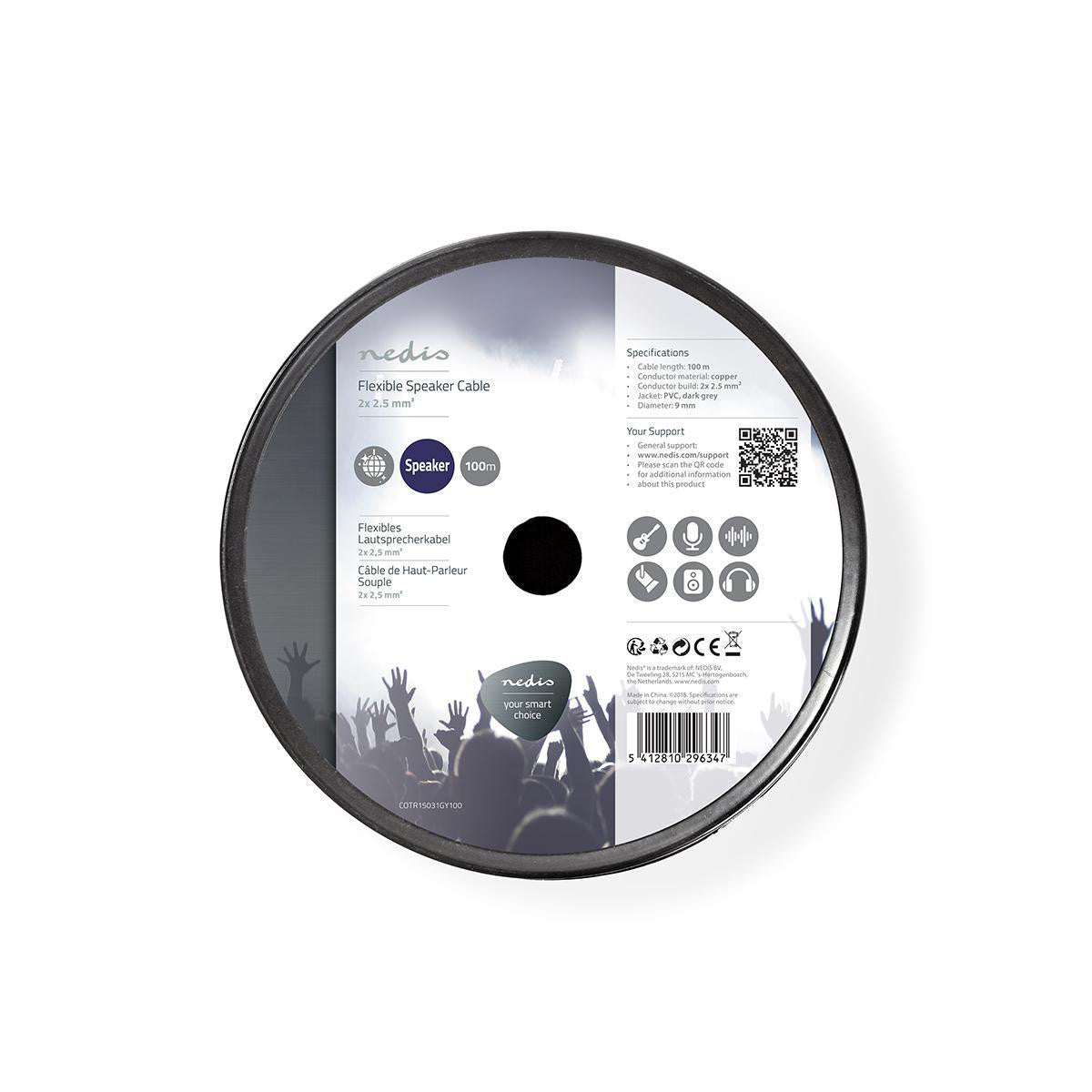 Cable Flexible Para Altavoz | 2x 2,5 mm² 100 m En Bobina Gris