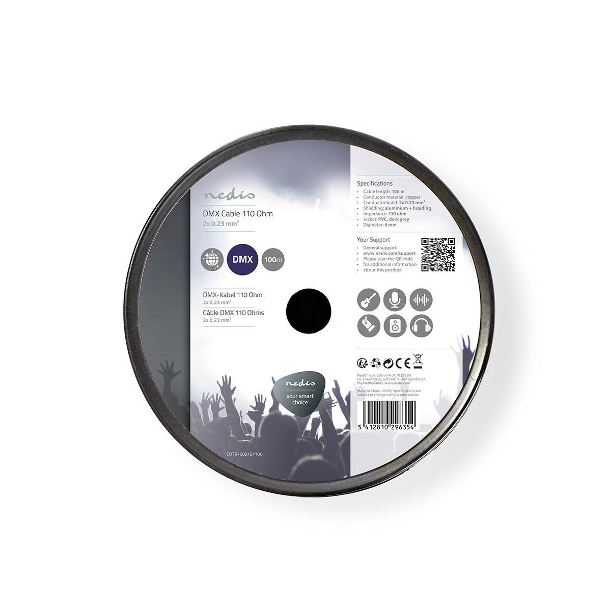 110 Ohm DMX Cable | 2x 0.23 mm² 100 m on Grey Spool