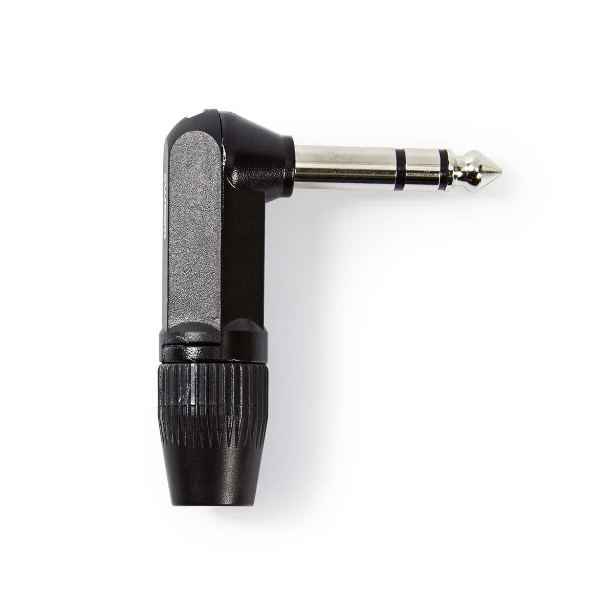 Stereo Audio Connector | 6.35mm Angled Male Black