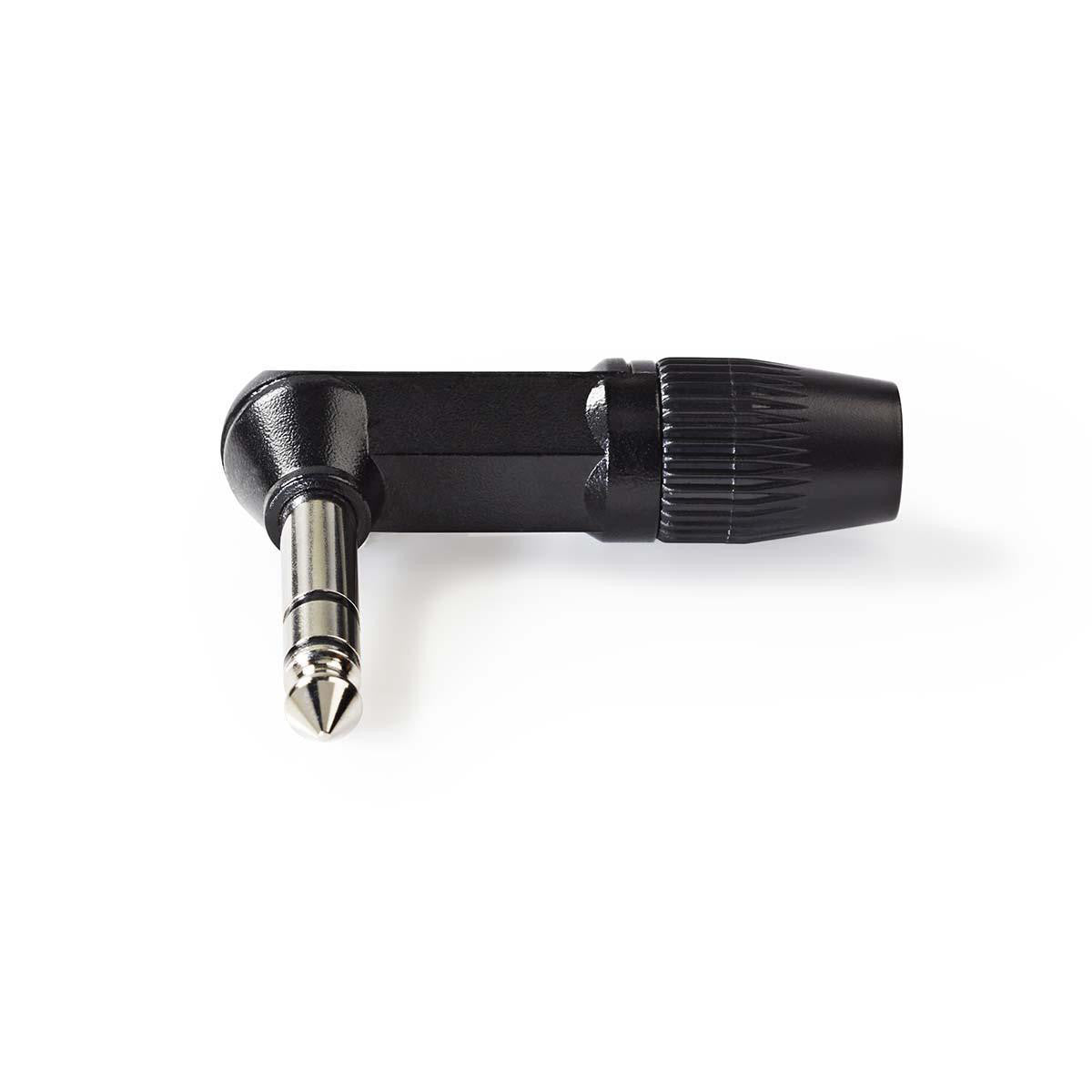 Stereo Audio Connector | 6.35mm Angled Male Black