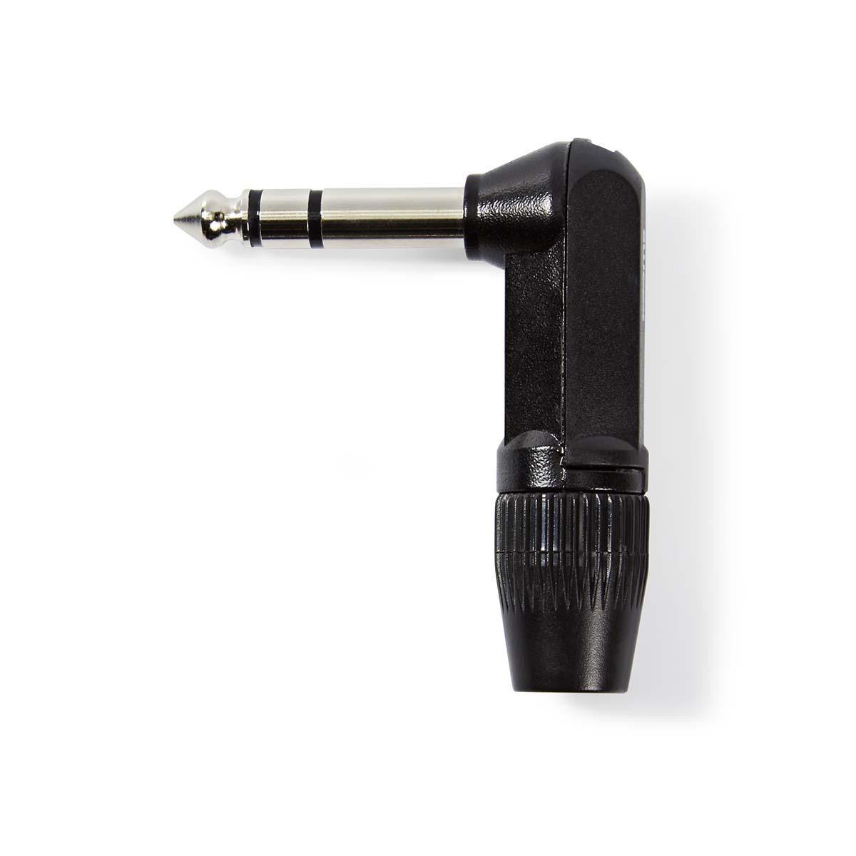 Stereo Audio Connector | 6.35mm Angled Male Black