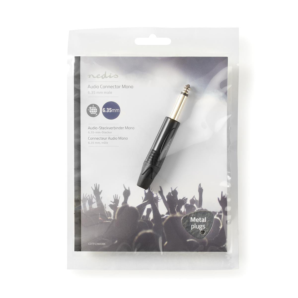 Conector de áudio mono | Macho de 6,35 mm, preto