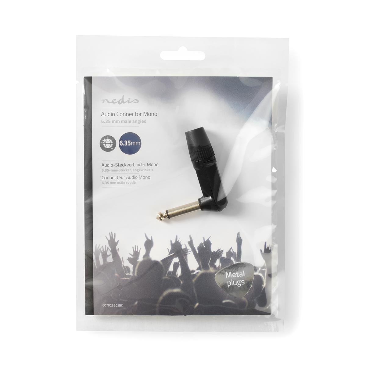 Mono Audio Connector | 6.35mm Angled Male Black