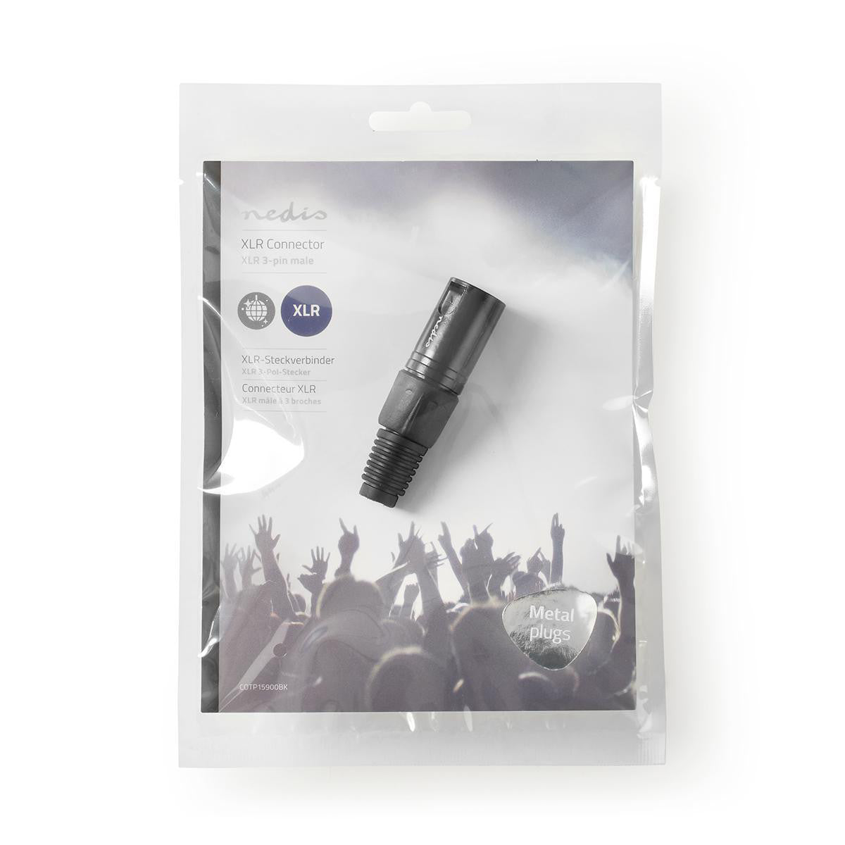 Conector XLR | Macho de 3 pinos preto