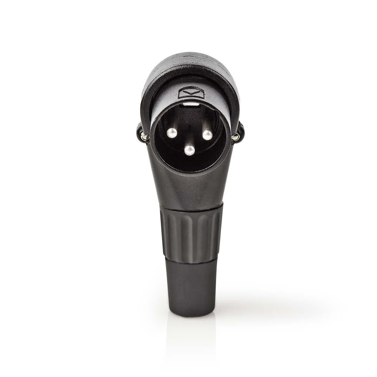 Conector XLR | Macho de 3 pinos angulado preto