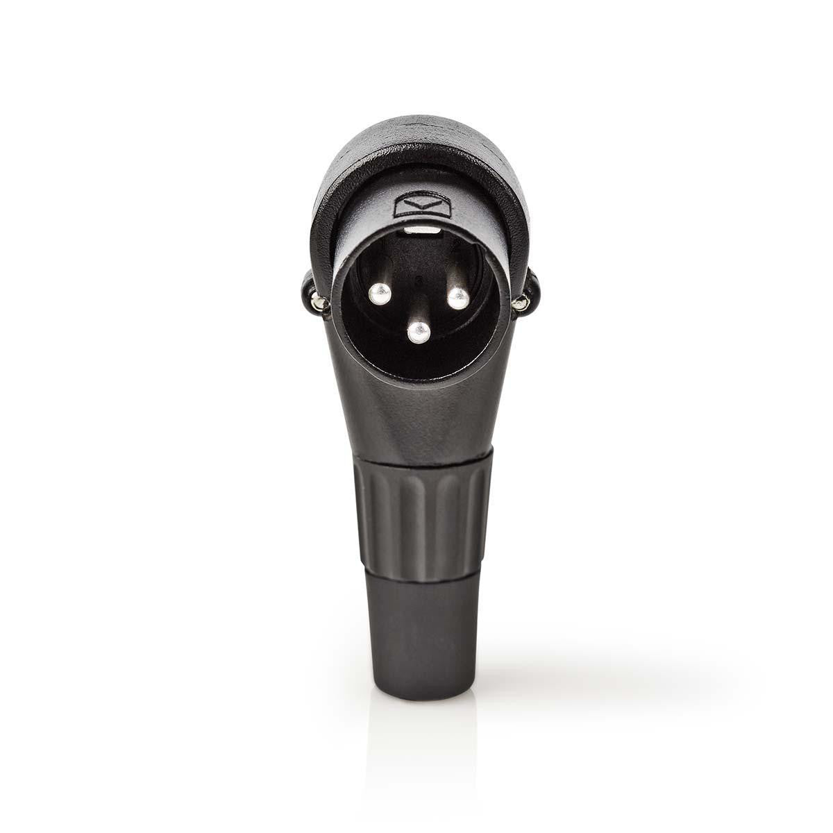 Conector XLR | Macho de 3 pinos angulado preto