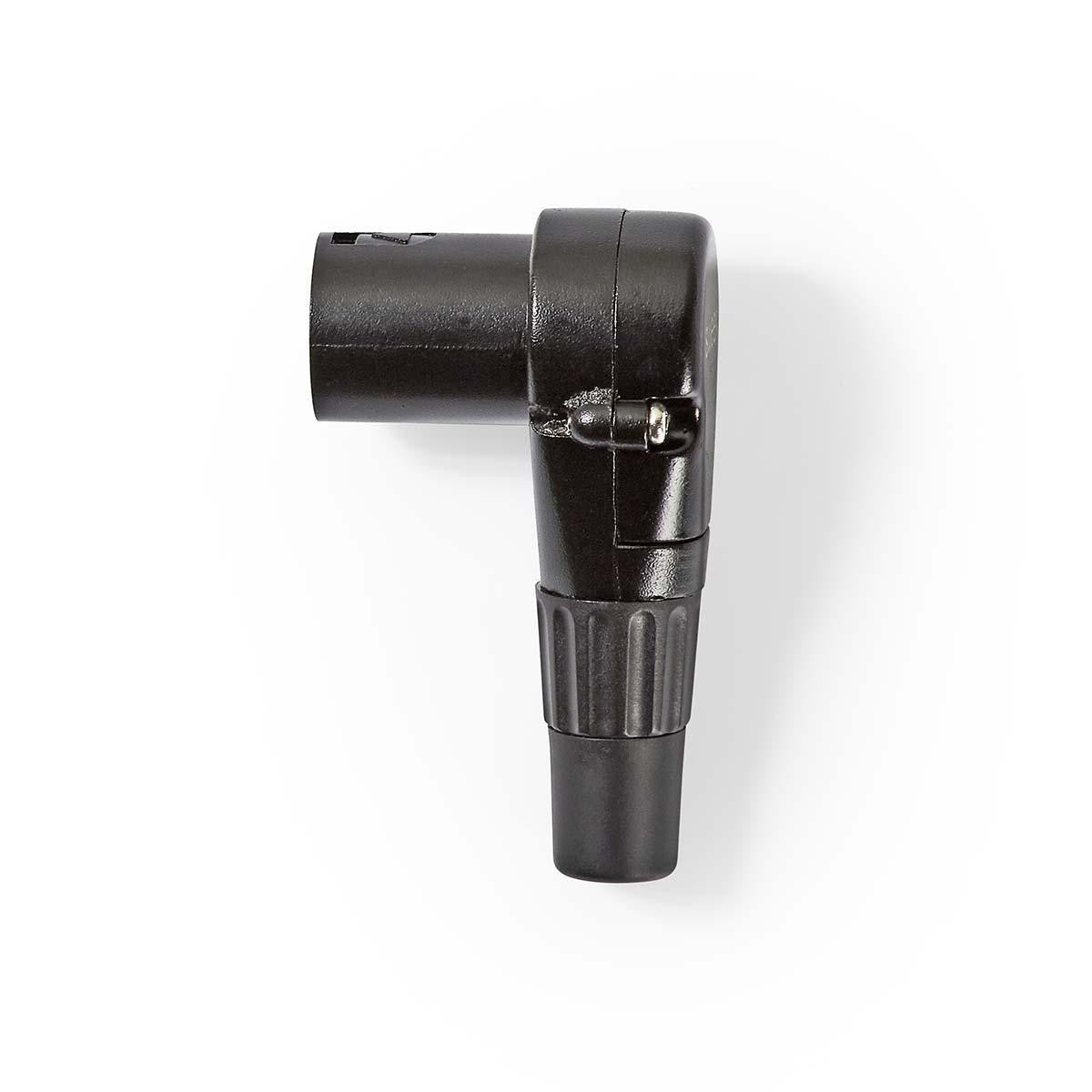Conector XLR | Macho de 3 pinos angulado preto