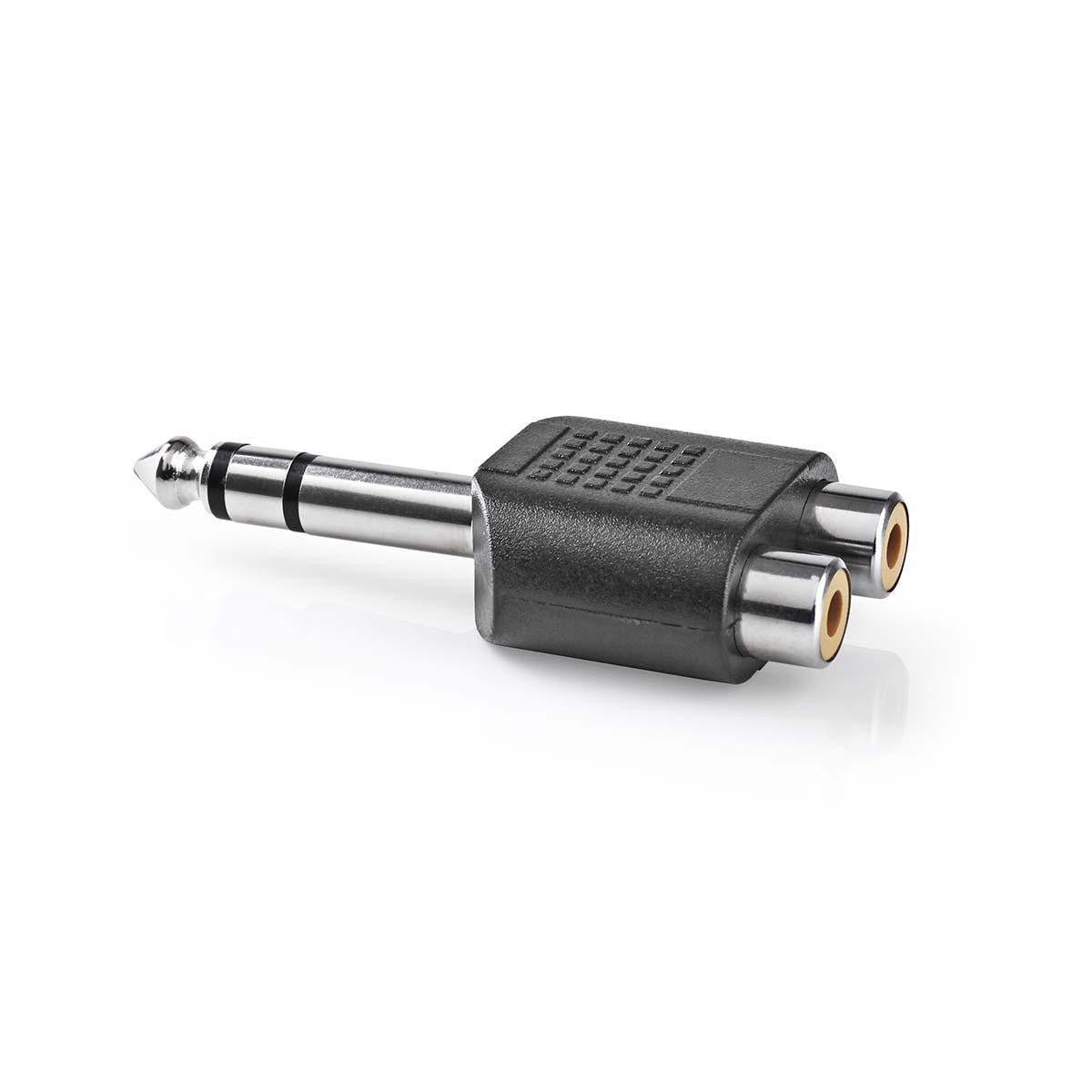 Stereo Audio Adapter | 6.35mm Male - 2x RCA Female 10 Pack Black