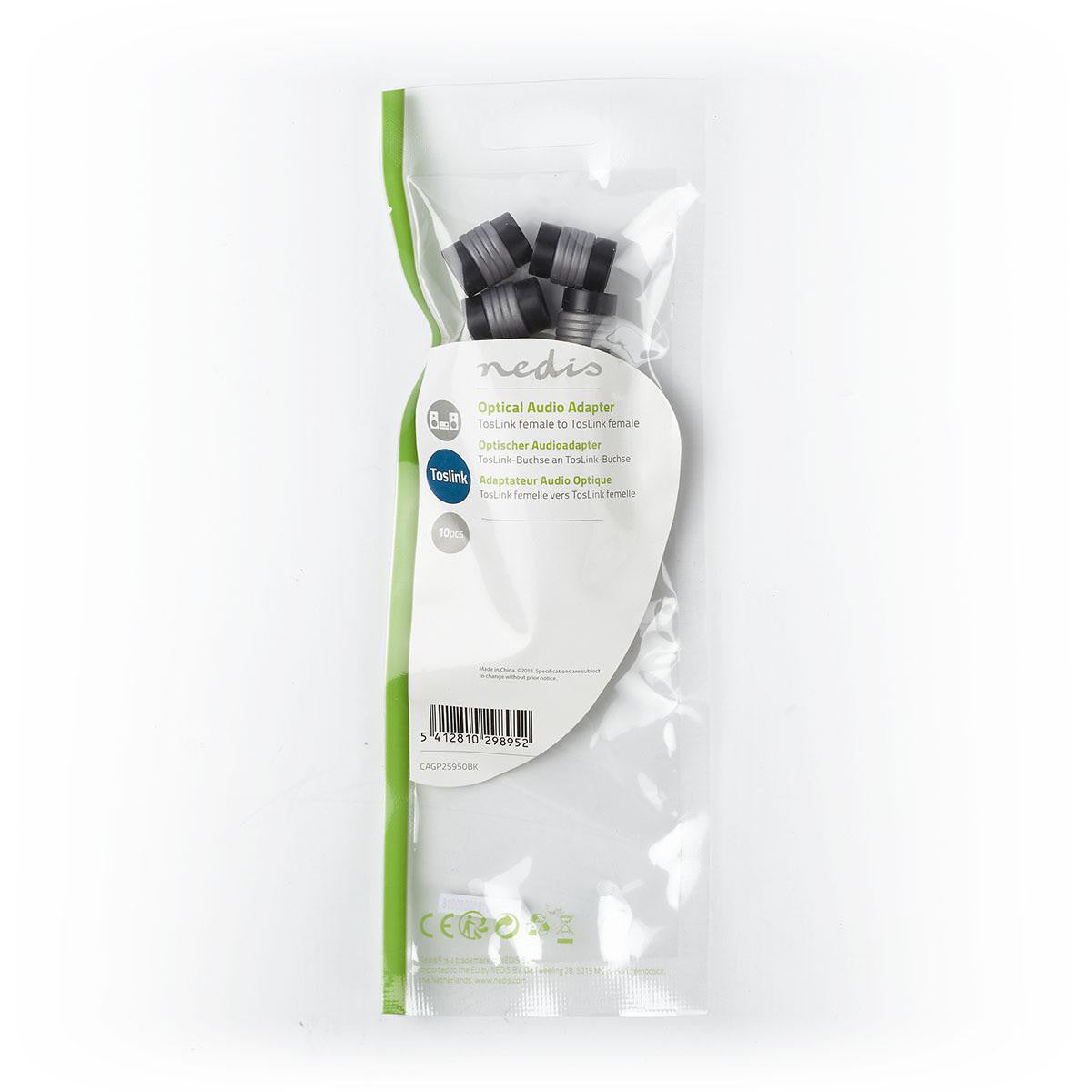 Optical Audio Adapter | Toslink Female - 10 Pack Black