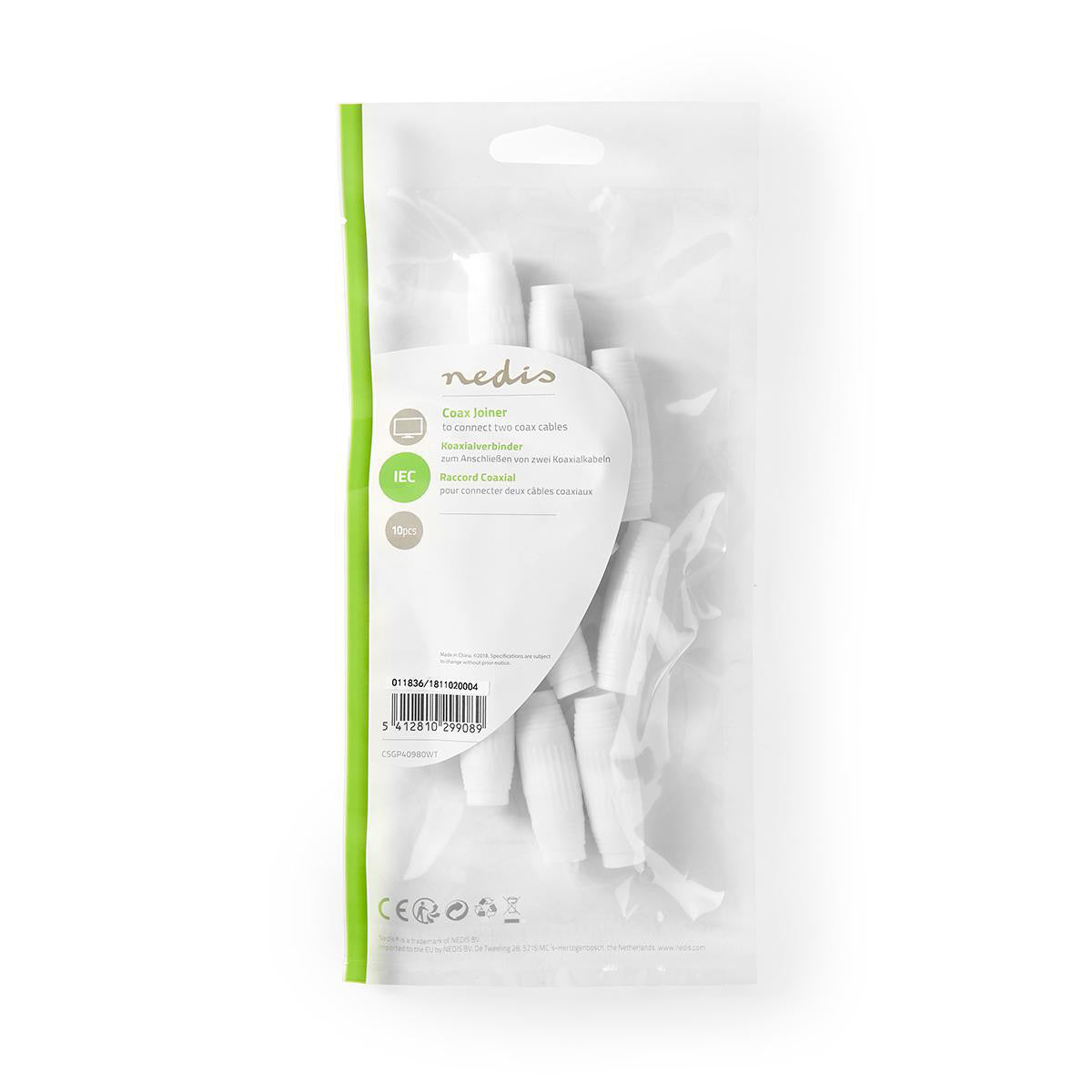 Emenda de Cabos | Cabos Coaxiais 10 Unidades Brancas