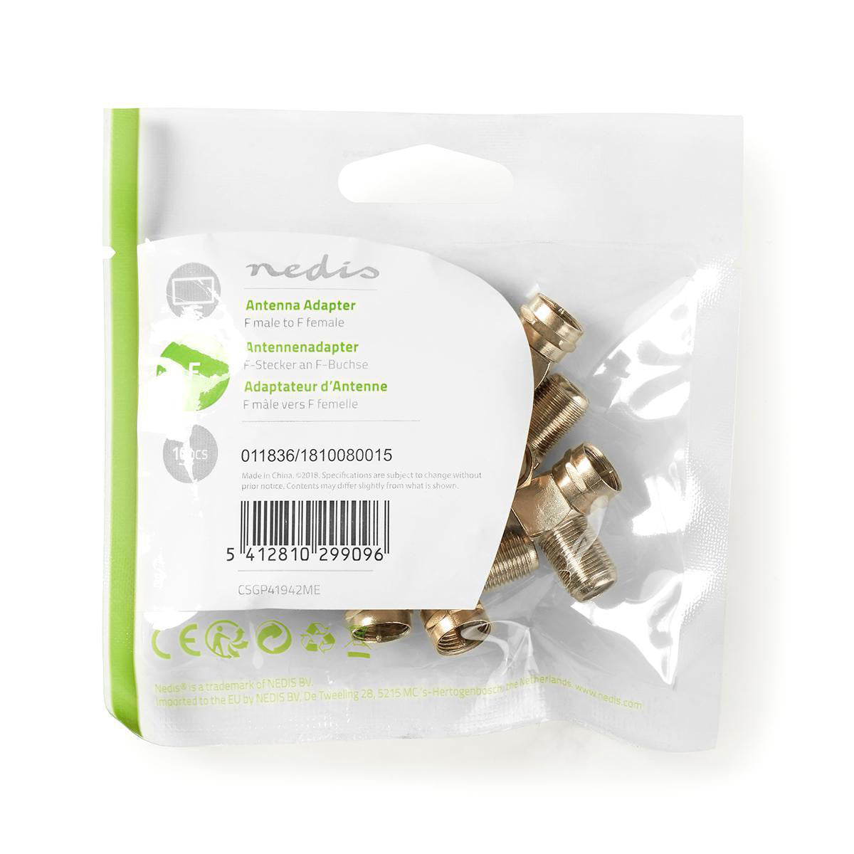 Satellite and Antenna Adapter | Male to Female Connector, 10 Units, Metal