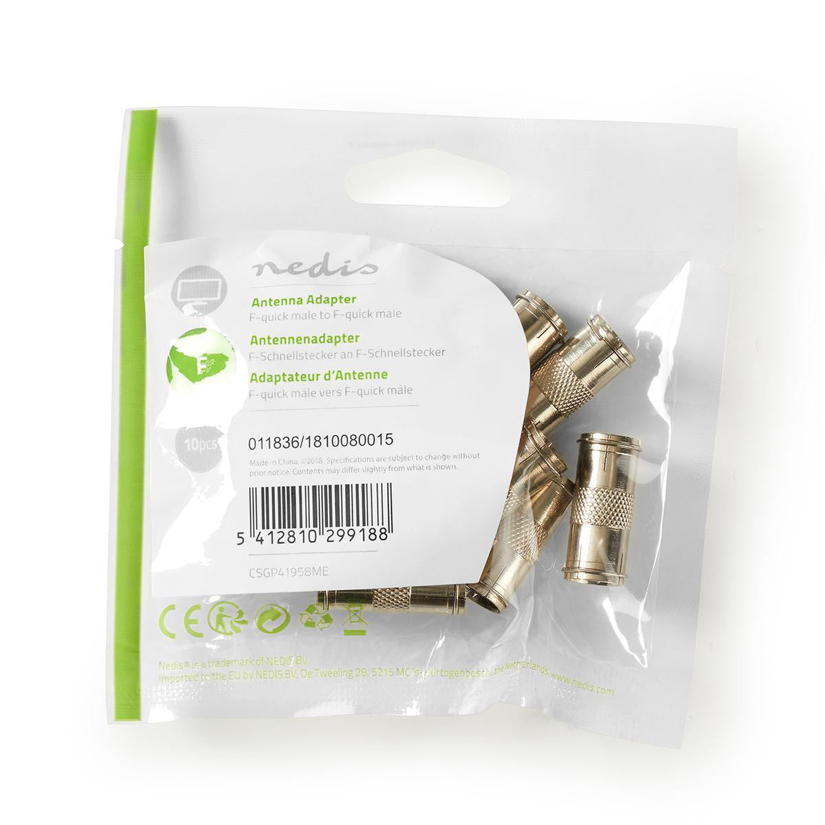 Adaptador para antena e satélite | Conector macho rápido - 10 unidades em metal