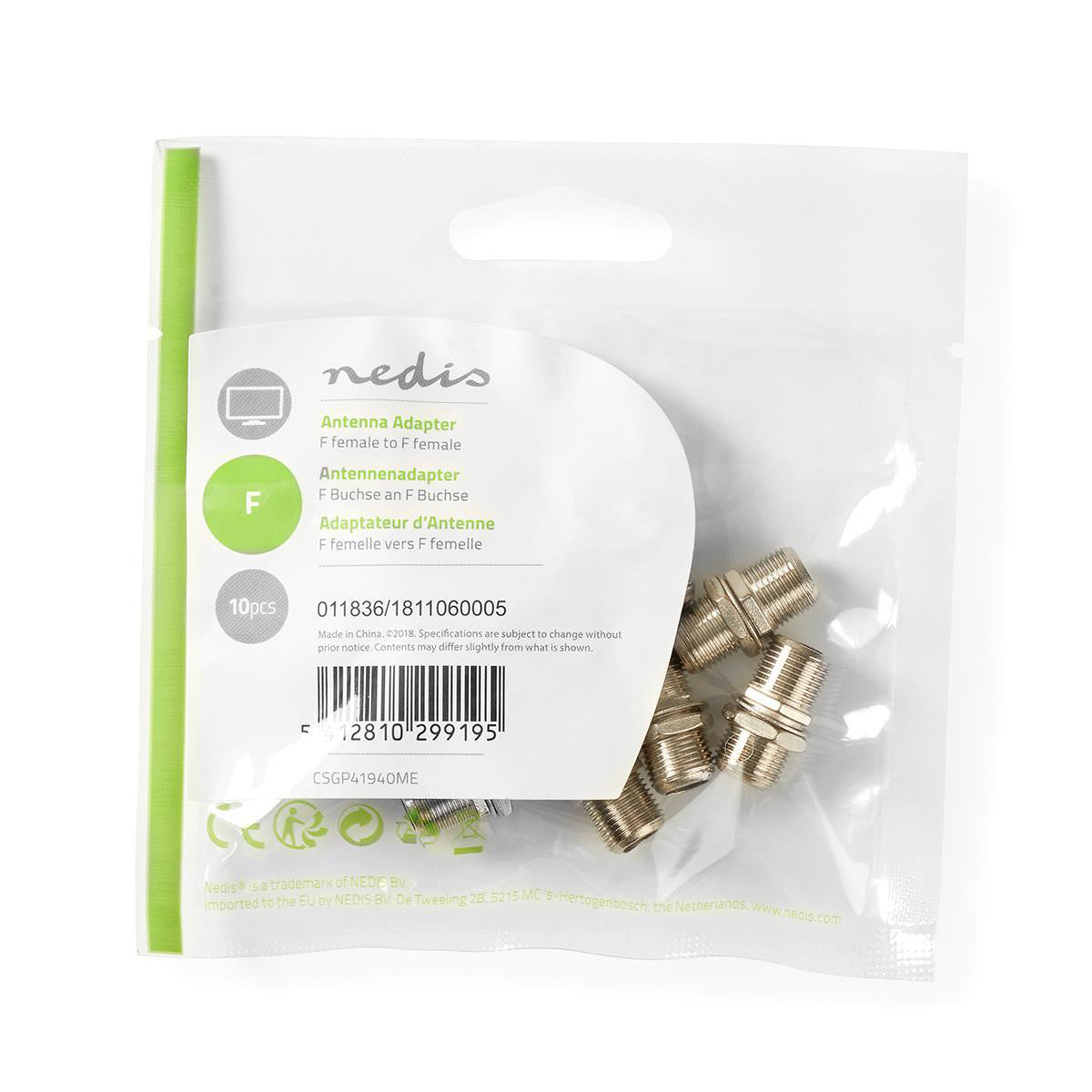 Satellite and Antenna Adapter | Female F 10 Units Metal TV