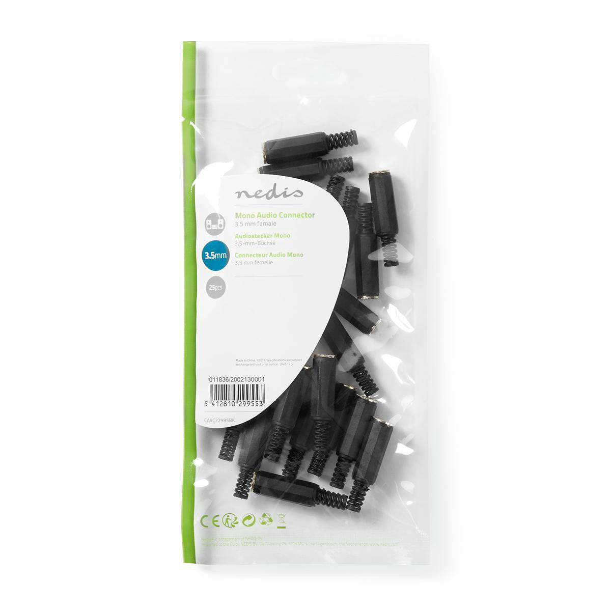 Mono Jack Connector | 3.5mm Female 25 Pieces Black Audio Connectors