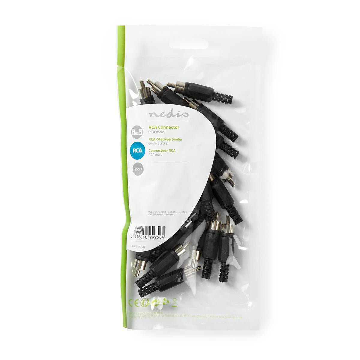Conector RCA | Macho 25 peças Preto