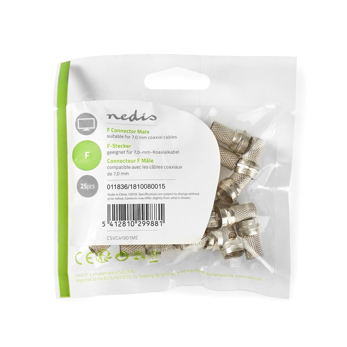 F Connector | Male For 7.0mm Coaxial Cables 25 Pieces Metal Antenna