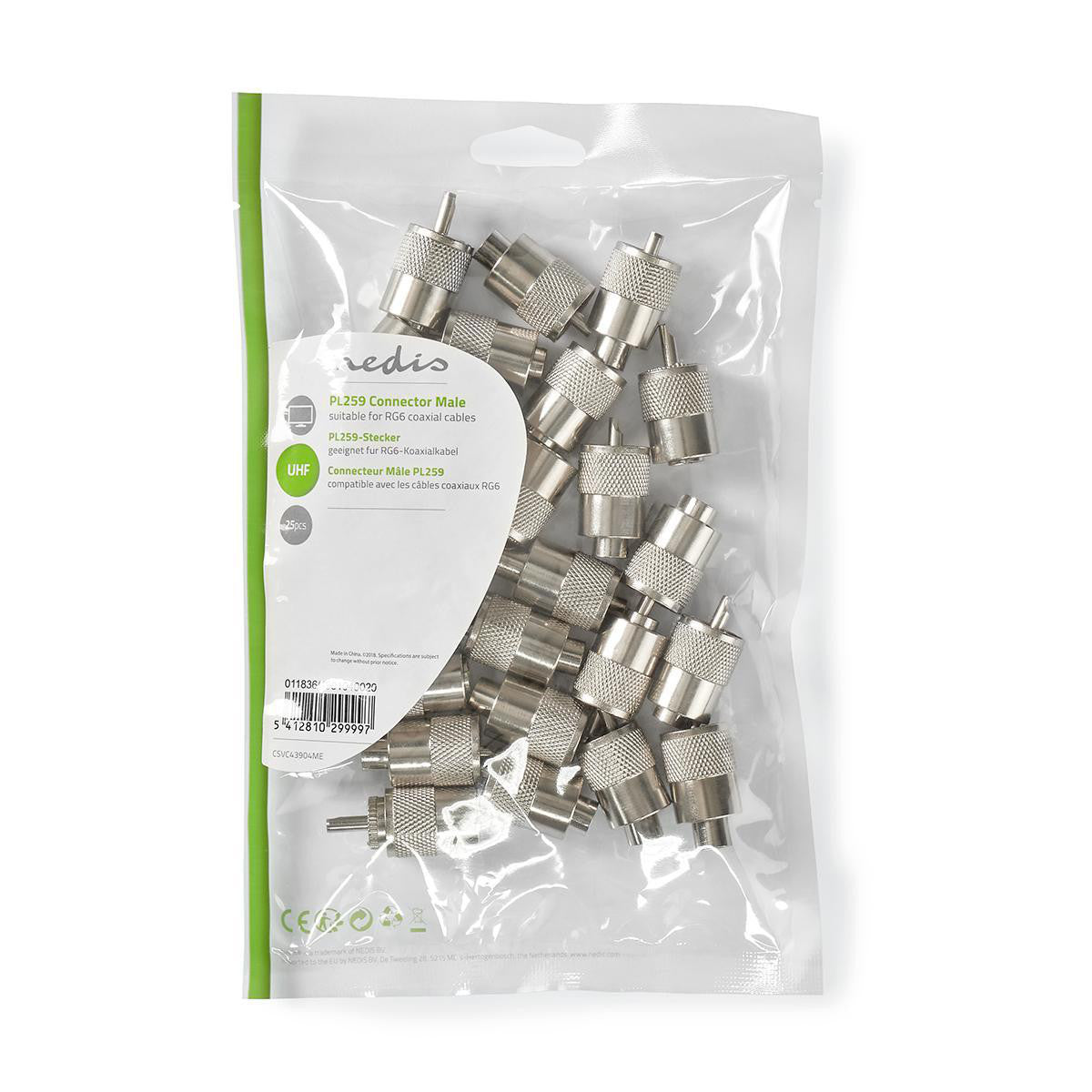 Pl259 Connector | Male For RG6 Coaxial Cables 25 Pieces Metal