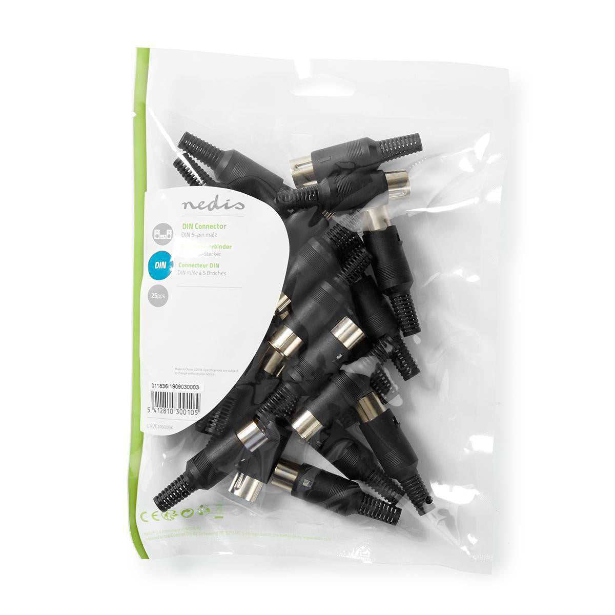 DIN Connector | 5 Pin Male 25 Pieces Black *Uncategorized