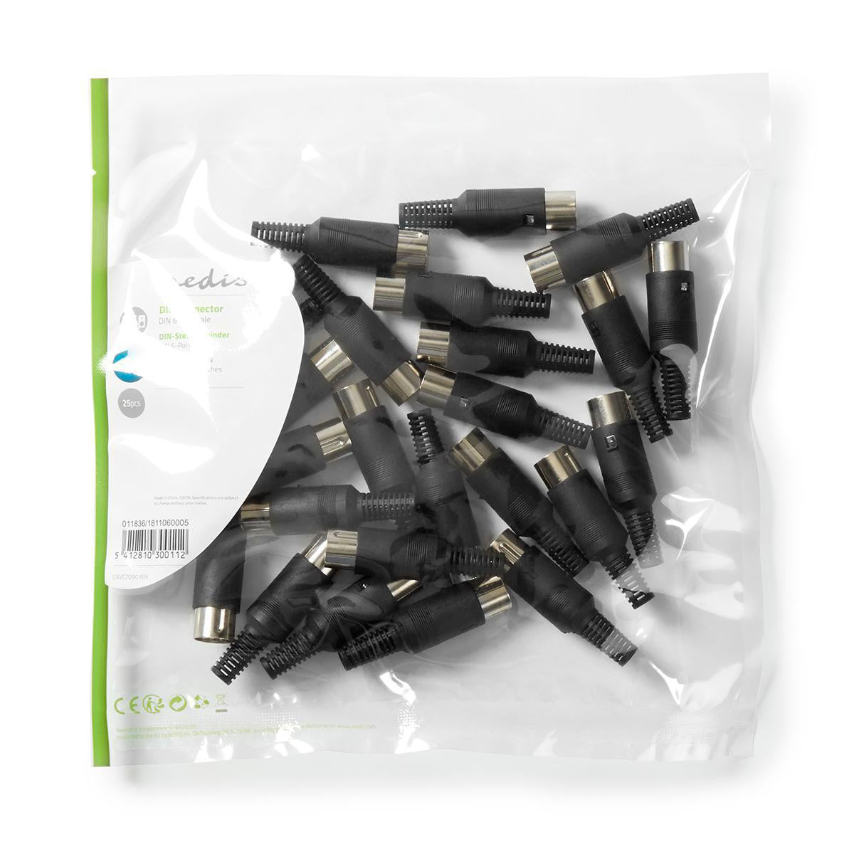 DIN Connector | 6 Pin Male 25 Pieces Black *Uncategorized