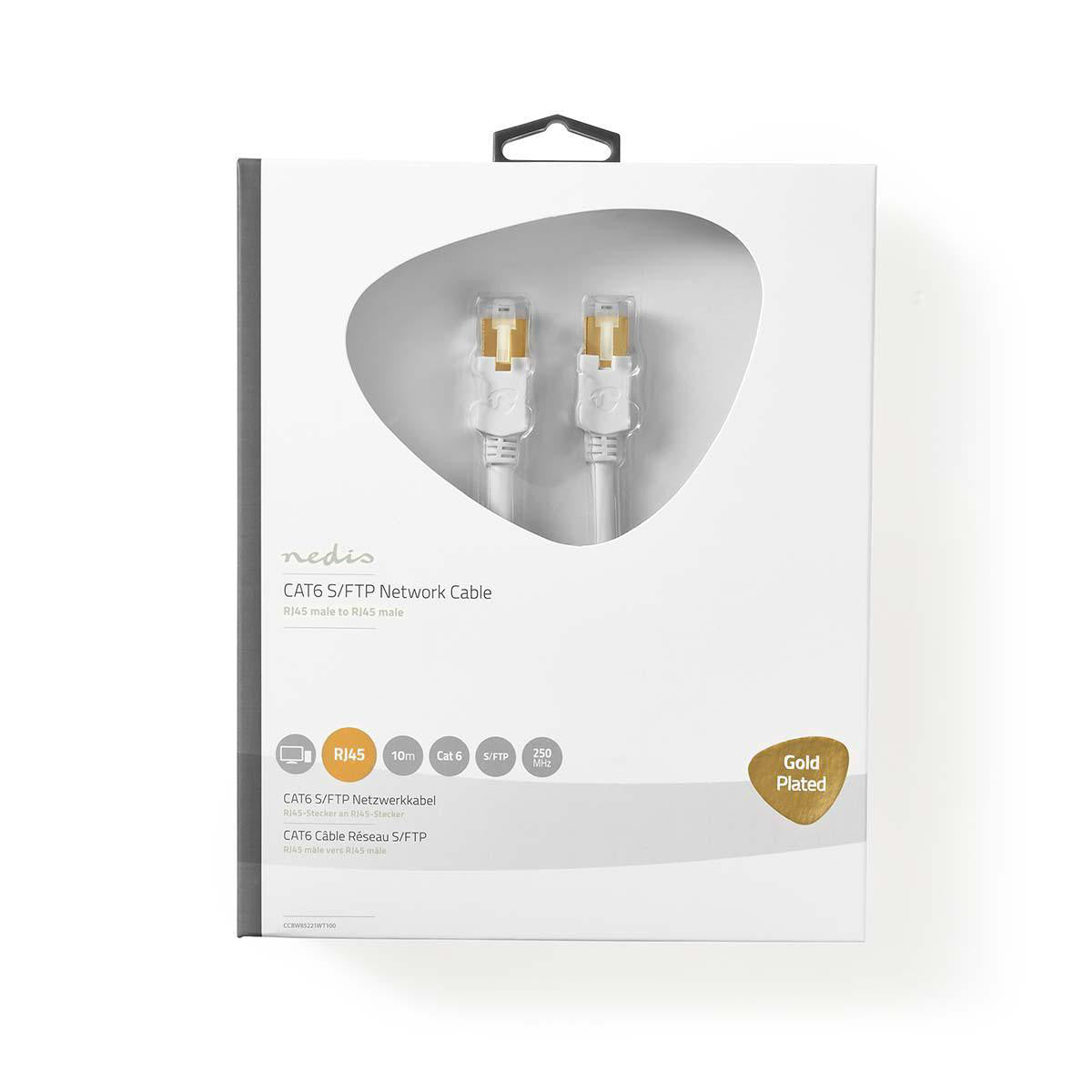 Cat6 S/ftp Network Cable | RJ45 (8p8c) Male Connector - 10m White