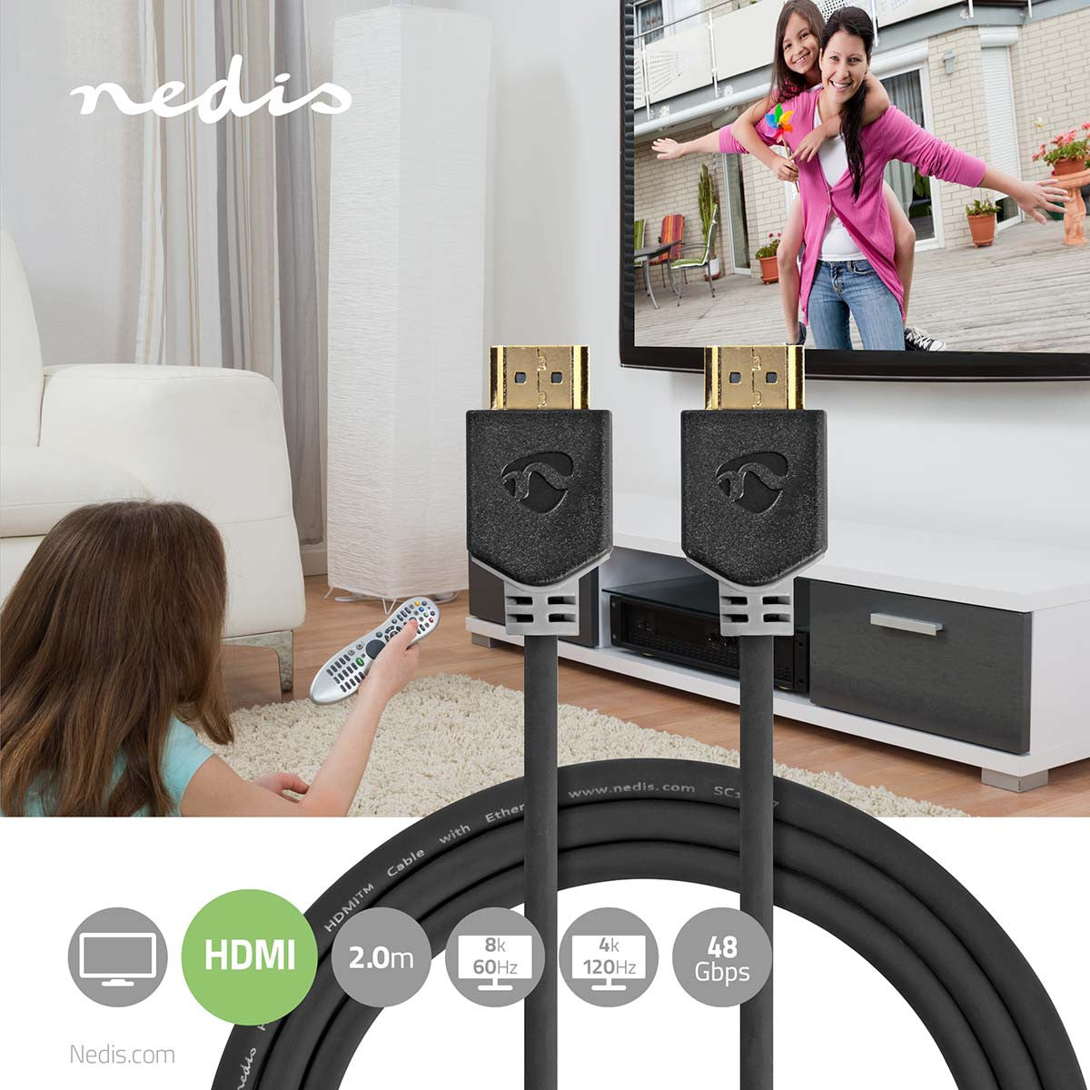 Cable Hdmi de Velocidad Ultrarrápida | Conector a 2,00 m Antracita