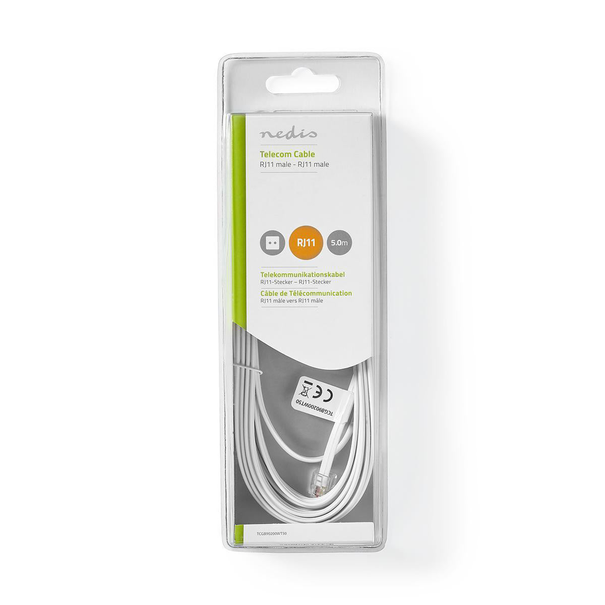 Cabo de Telecomunicações | RJ11 (6p4c) Fêmea para Flat 5,00 m Branco