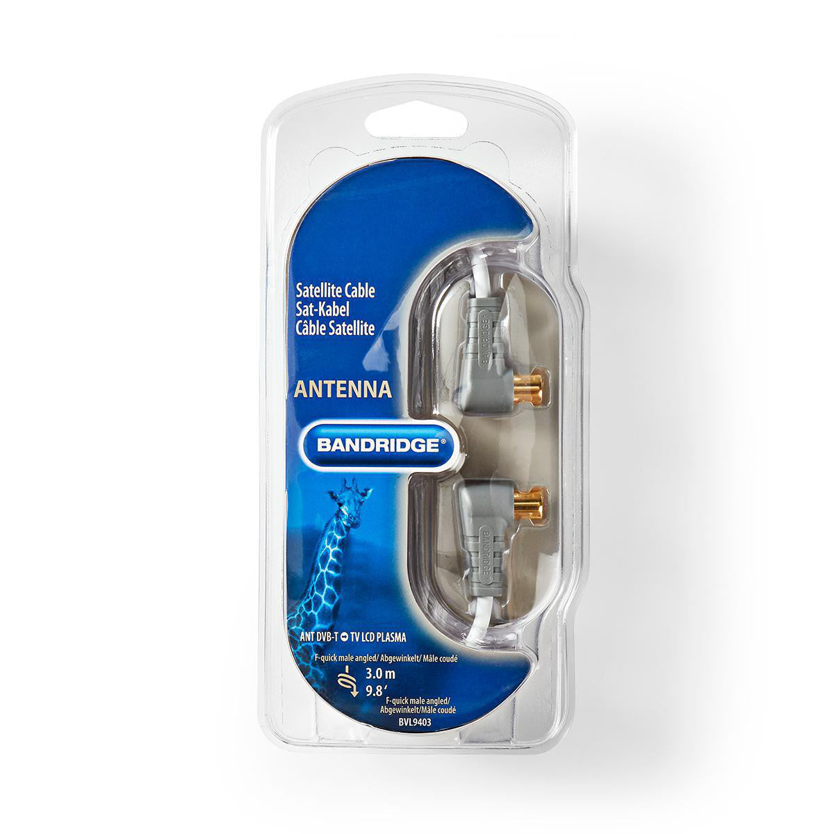 Satellite Cable | F Fast Male Angled Connector to 3.00 m White