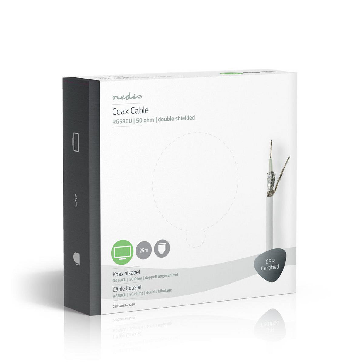 Cabo coaxial | RG58CU 25,0 m Caixa de oferta branca