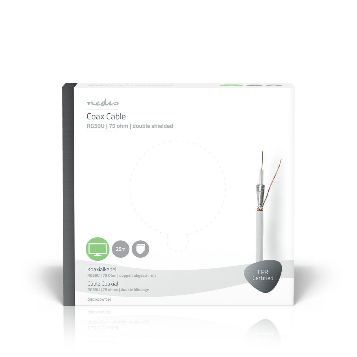 Coaxial Cable | Rg59u 25.0 m Gift Box White