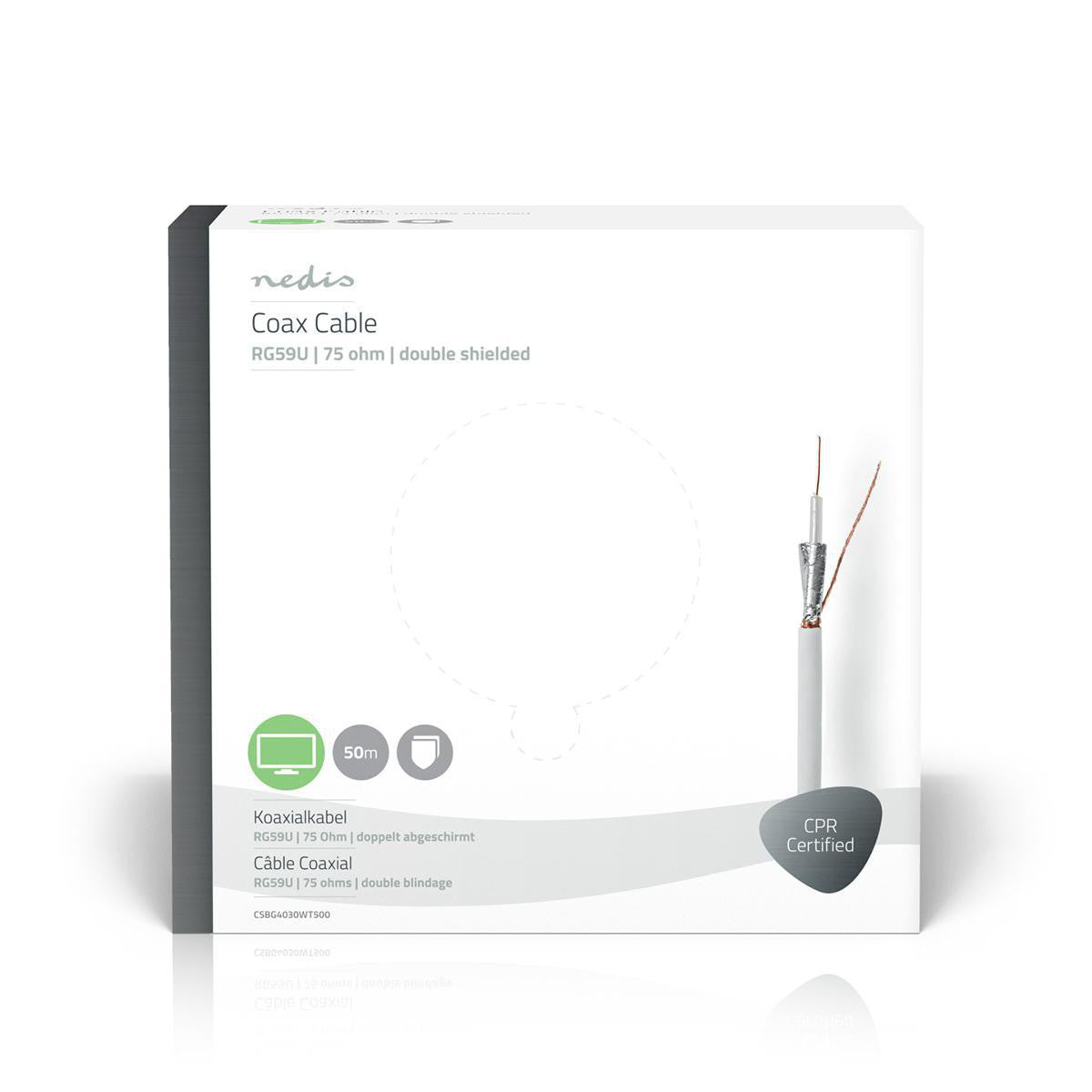 Coaxial Cable | RG59U 50.0 m Gift Box White