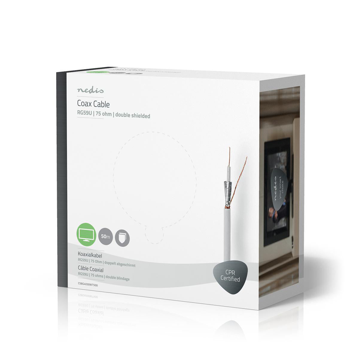 Coaxial Cable | RG59U 50.0 m Gift Box White