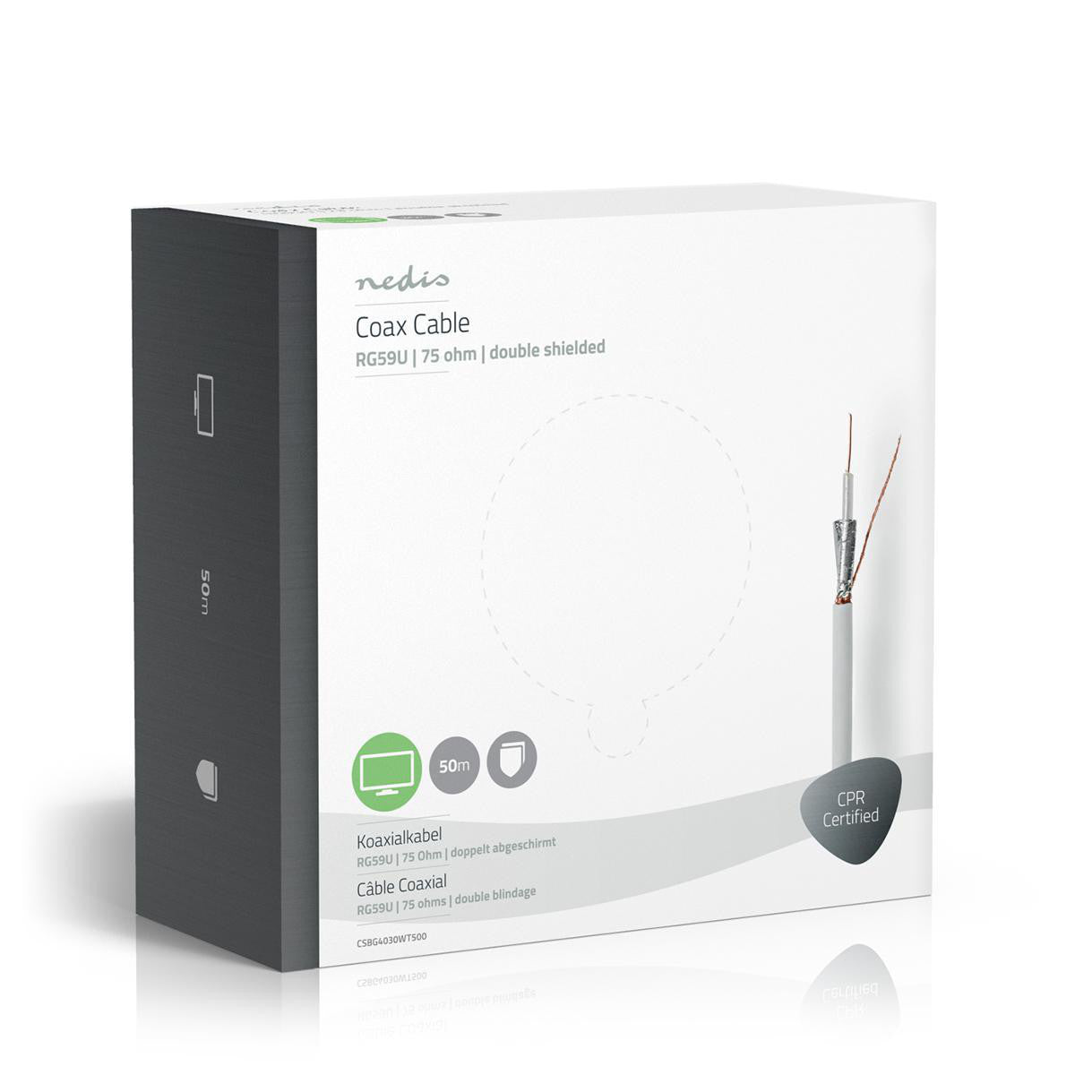 Coaxial Cable | RG59U 50.0 m Gift Box White