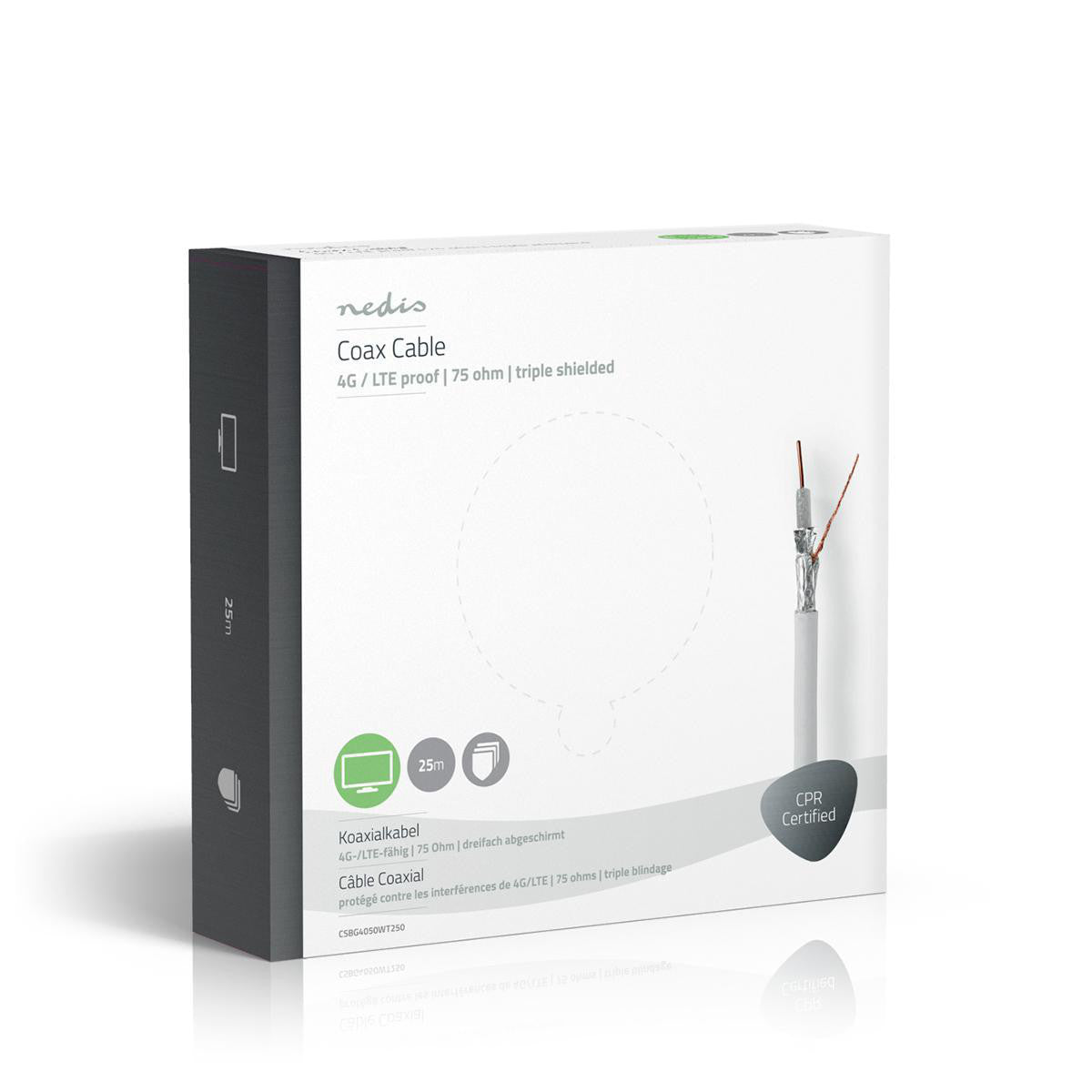 Cable Coaxial | Compatible con 4g/lte 25,0 m Blanco