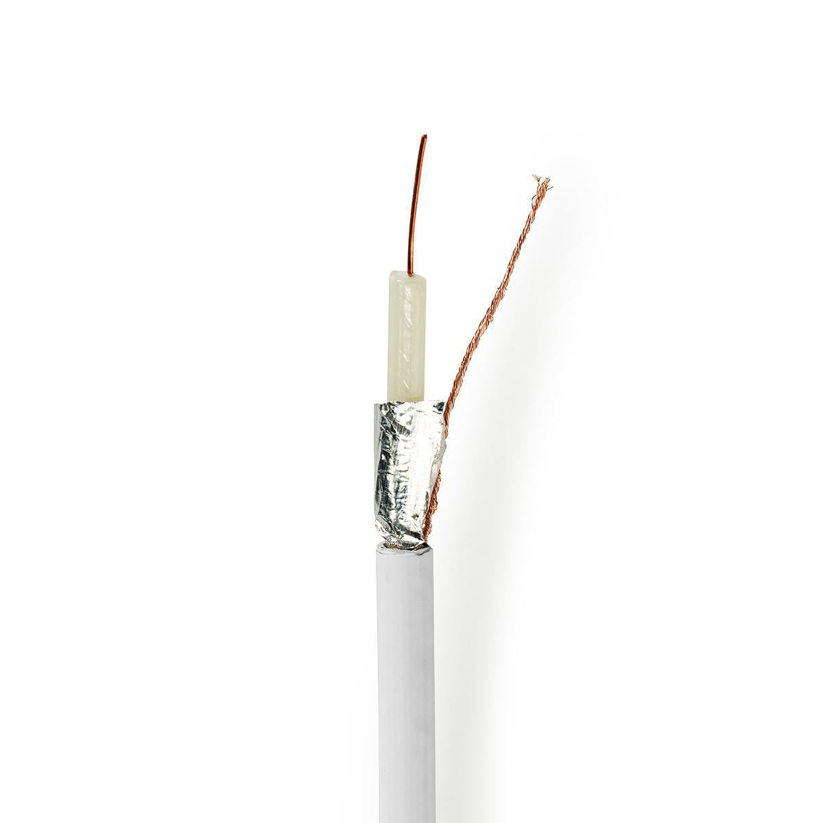 Cable Coaxial | 12 75 Ohm Doble Blindado Eca 100.0 m Redondo PVC Blanco