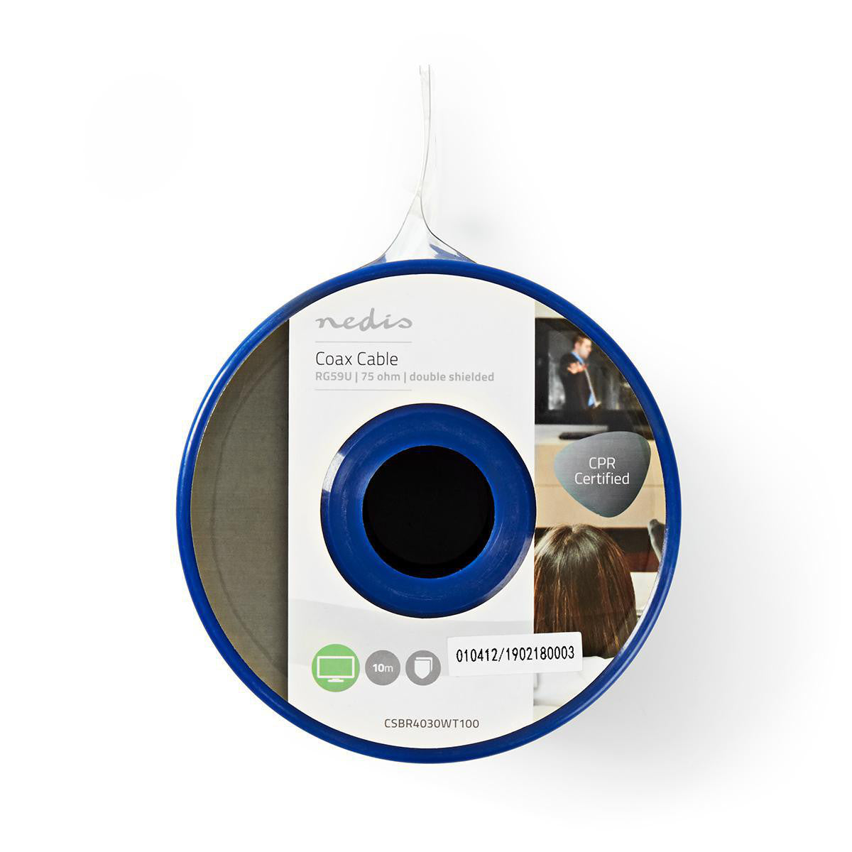 Cabo coaxial | Mini carretel RG59U de 10,0 m com cabos brancos