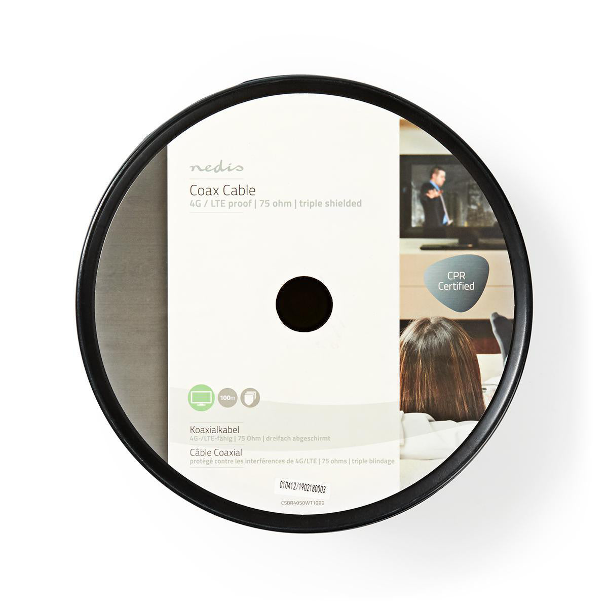 Cable Coaxial | 4G / LTE Seguro 75 Ohm Triple Blindado Eca 100.0 m Redondo PVC Blanco