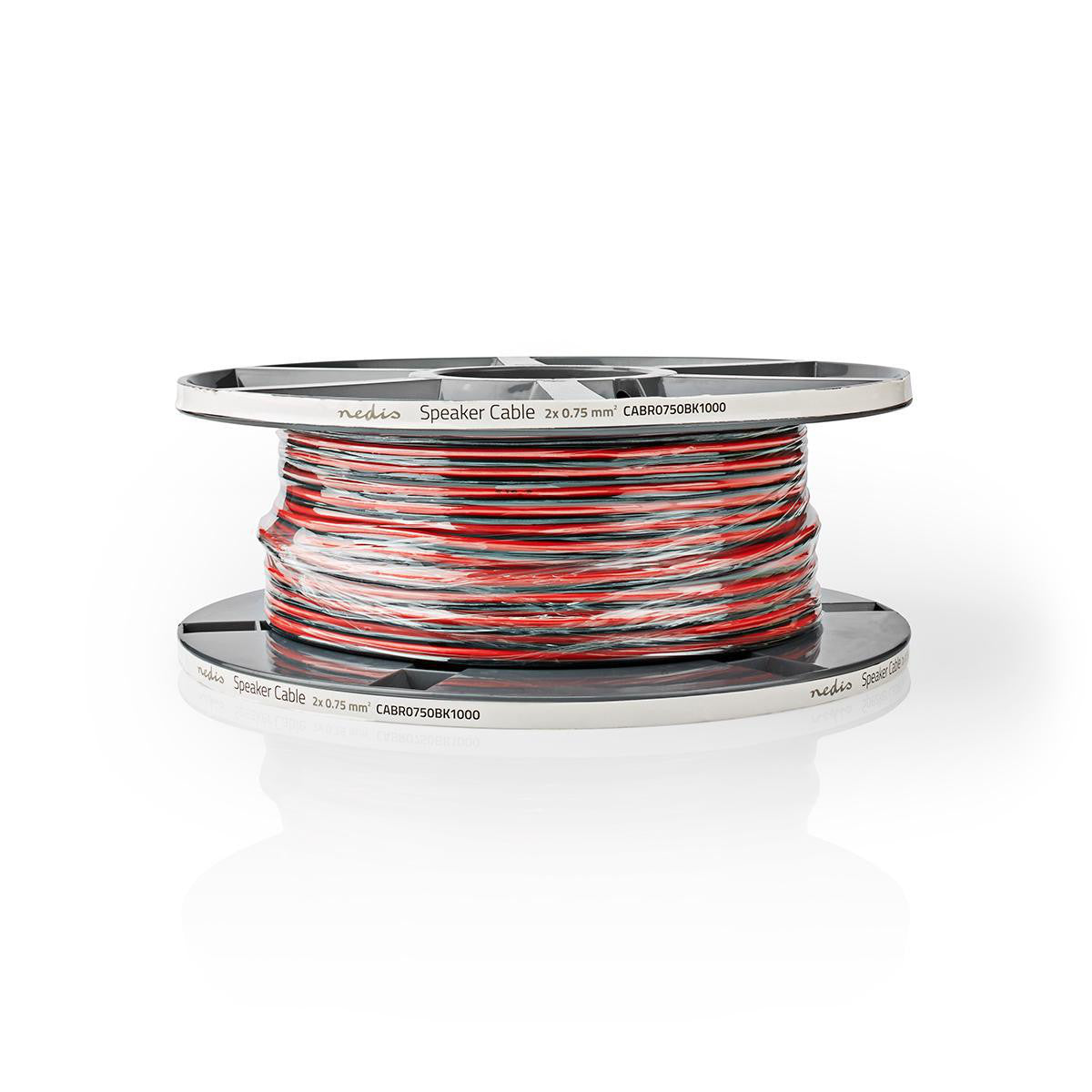 Cable de Altavoz | 2x 0.75 mm² Cobre 100.0 m Redondo PVC Negro / Rojo