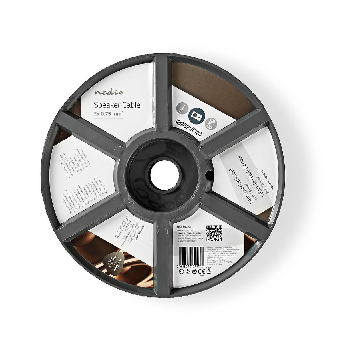 Cable de Altavoz | 2x 0.75 mm² Cobre 100.0 m Redondo PVC Negro / Rojo