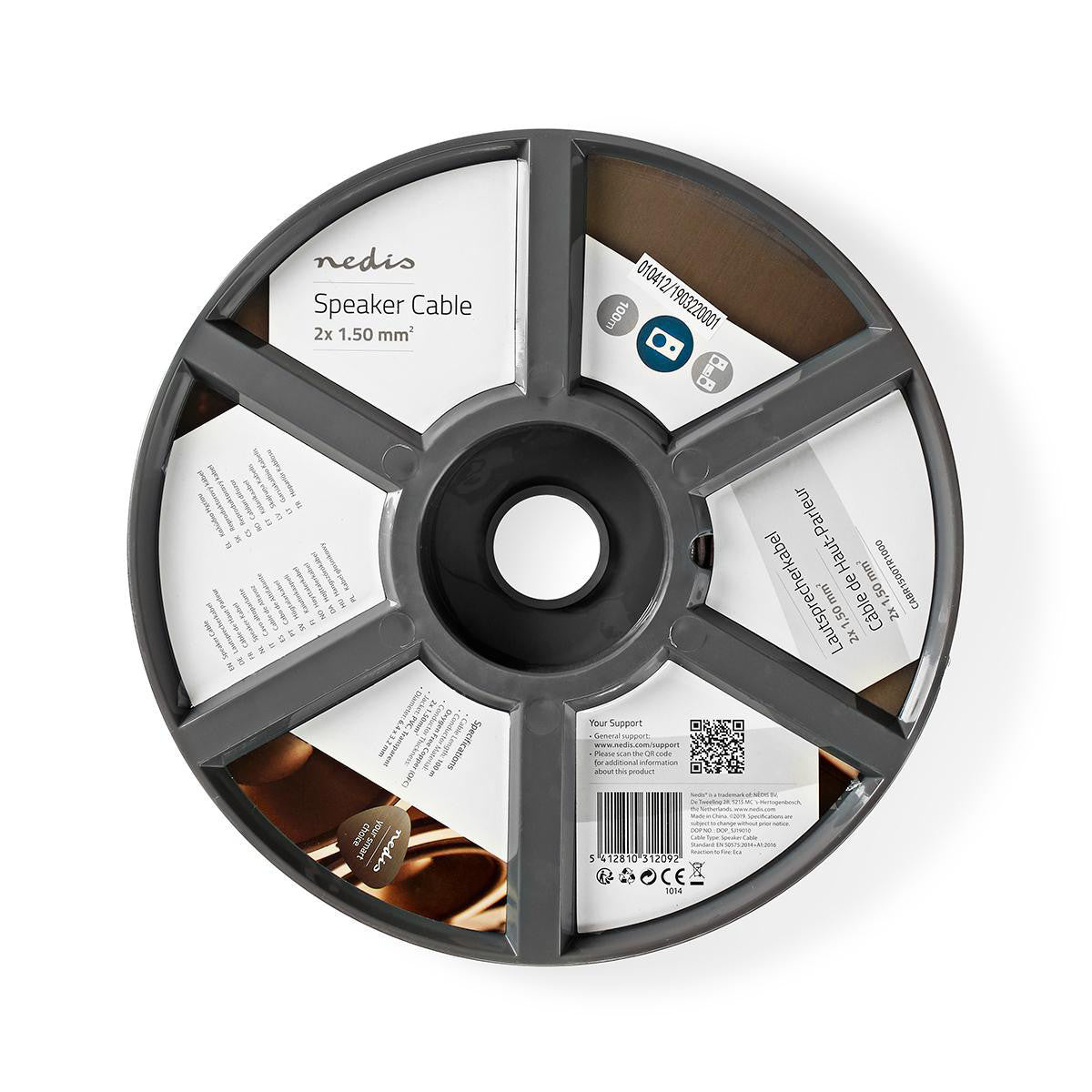 Cable de Altavoz | 2x 1.50 mm² Cobre 100.0 m Redondo PVC Transparente