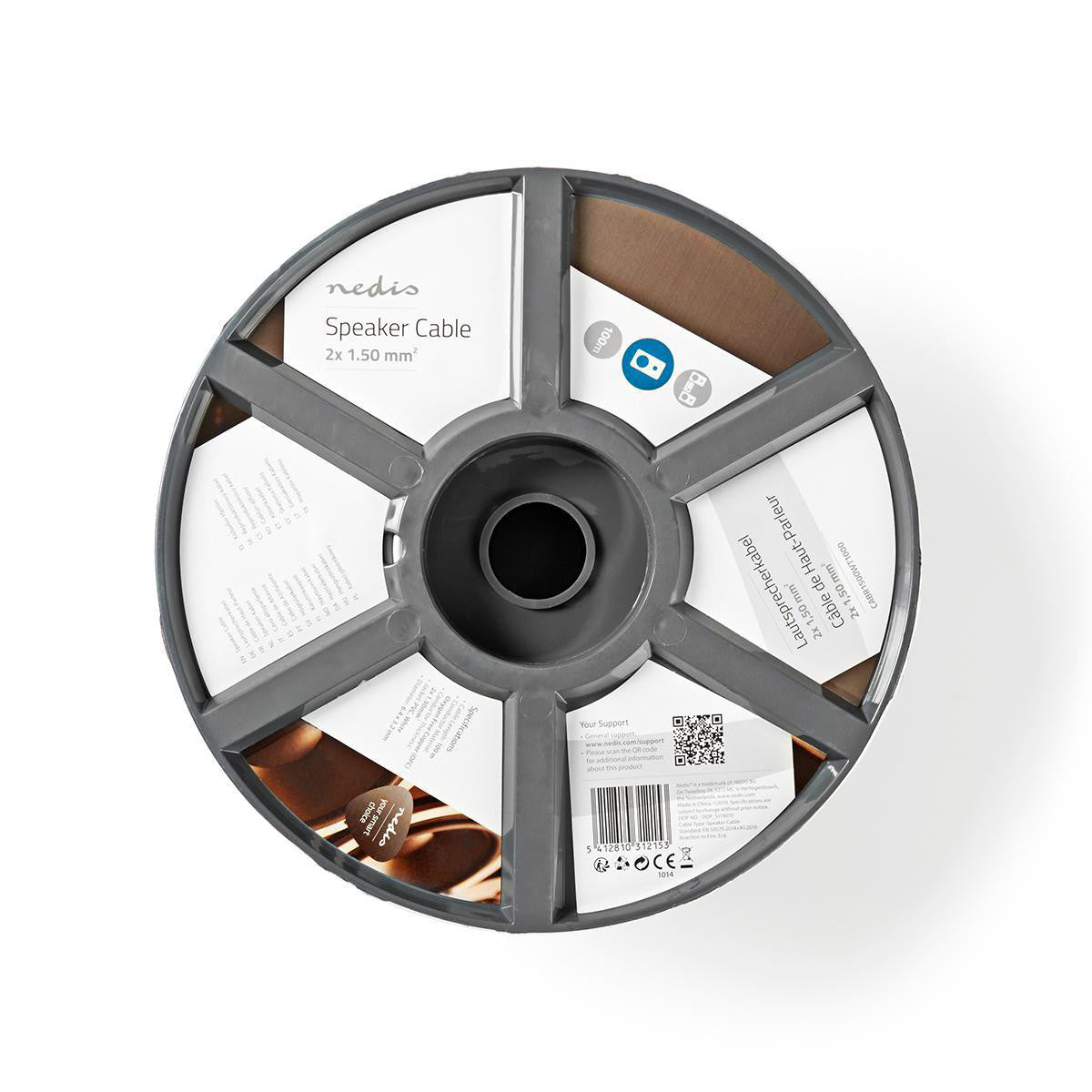 Cable de Altavoz | 2x 1.50 mm² Cobre 100.0 m Redondo PVC Blanco