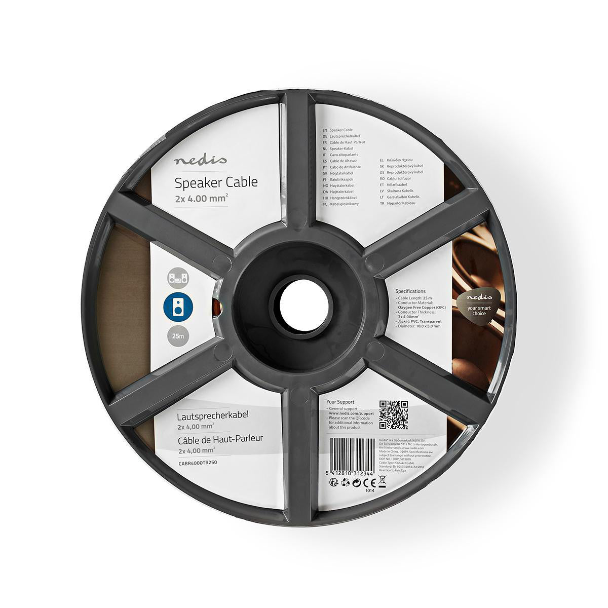 Cable de Altavoz | 2x 4.00 mm² Cobre 25.0 m Redondo PVC Transparente