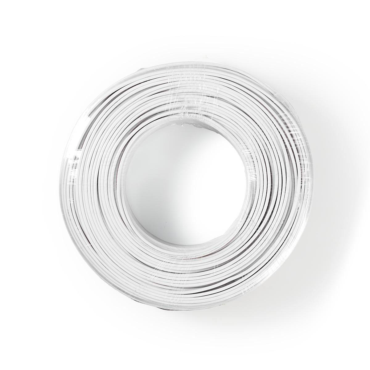 Cable de Altavoz | 2x 1.50 mm² CCA 100.0 m Redondo PVC Blanco