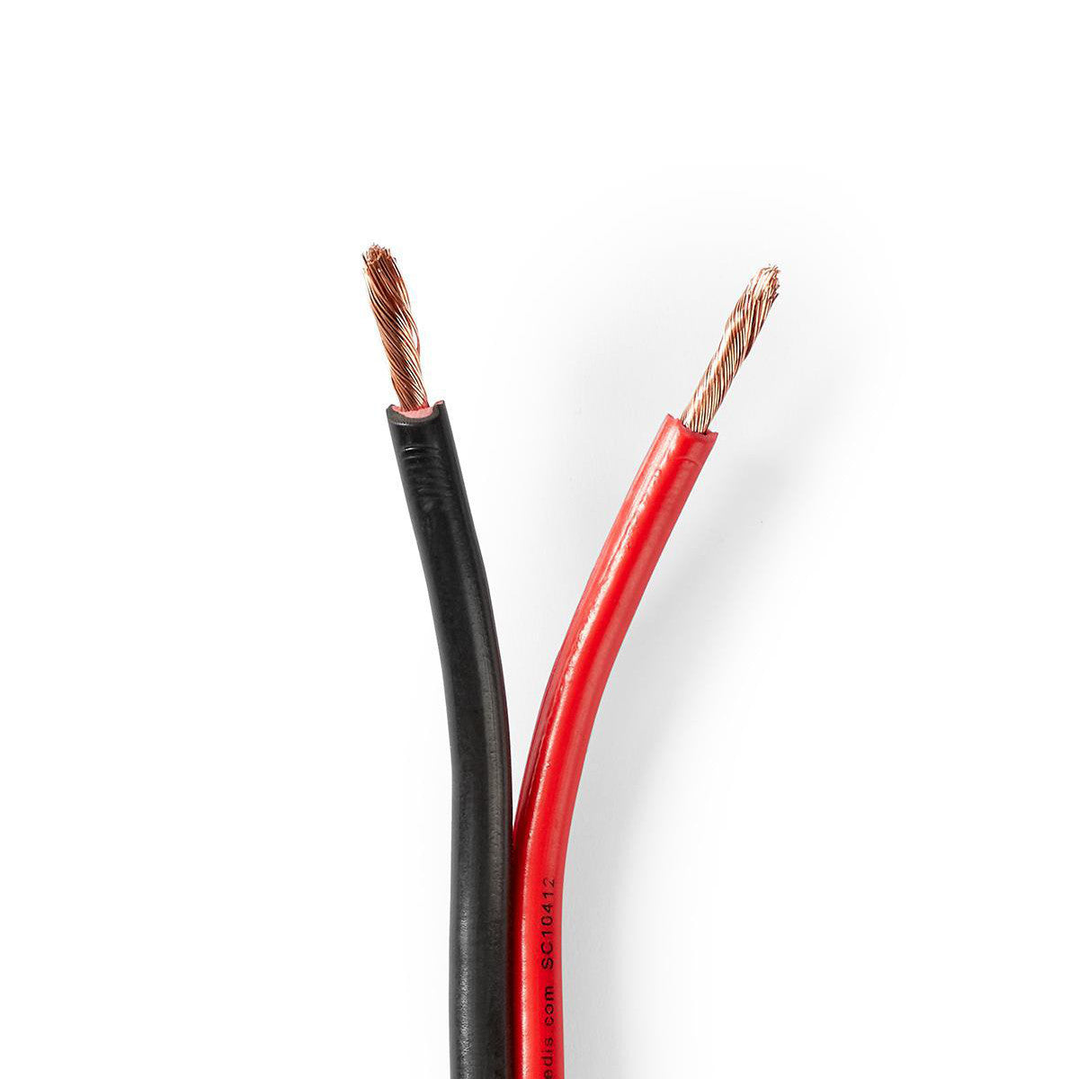 Speaker Cable | 2x 2.50 mm² CCA 25.0 m Round PVC Black/Red Cable Tie